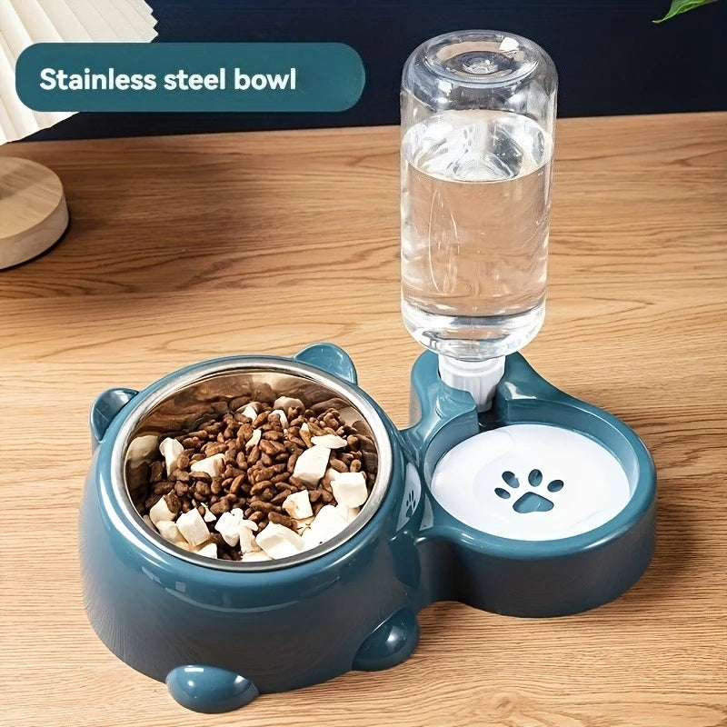 Automatic Pet Feeder & Water Dispenser – Slanted Mouth, No Battery Required