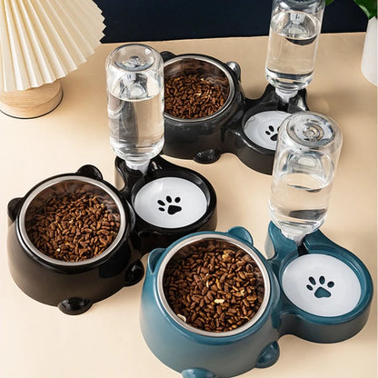 Automatic Pet Feeder & Water Dispenser – Slanted Mouth, No Battery Required