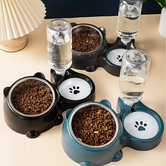 Automatic Pet Feeder & Water Dispenser – Slanted Mouth, No Battery Required