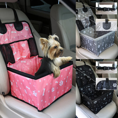Dog Car Seat with Storage Pockets – Universal Pet Seat Cover, Non-Slip Travel Mat & Safety Bag