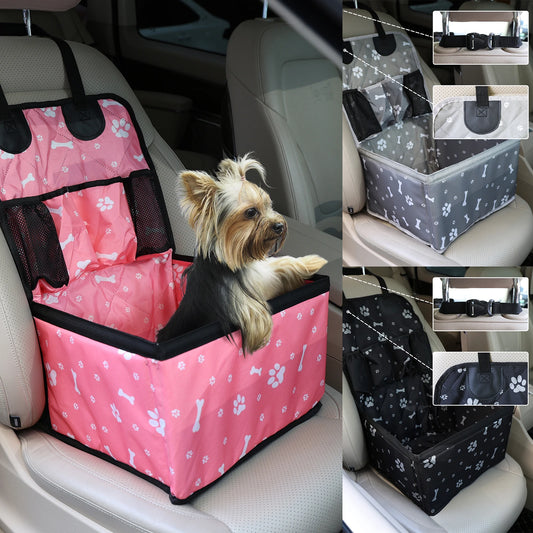 Dog Car Seat with Storage Pockets – Universal Pet Seat Cover, Non-Slip Travel Mat & Safety Bag