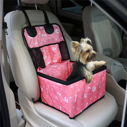 Dog Car Seat with Storage Pockets – Universal Pet Seat Cover, Non-Slip Travel Mat & Safety Bag
