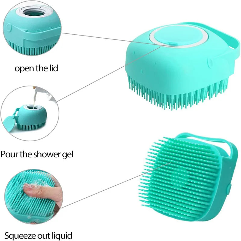 Pet Bathing Brush – Soft Silicone Massager & Grooming Tool for Dogs & Cats