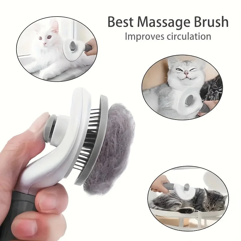One-Click Pet Hair Removal Comb – Float Slicker Brush for Dogs & Cats