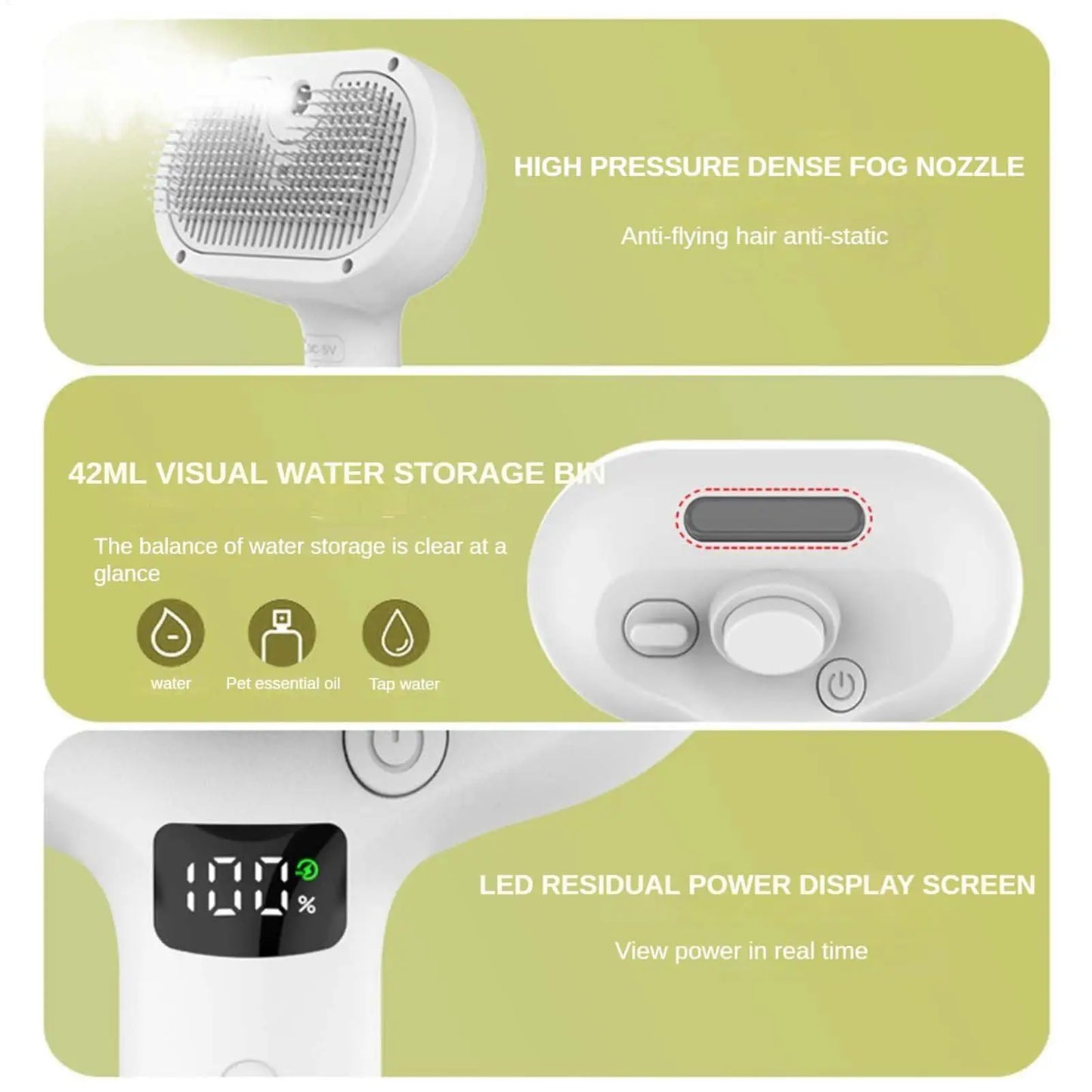 Pet Hair Remover Spray Comb – Floating Grooming Brush for Cats & Dogs