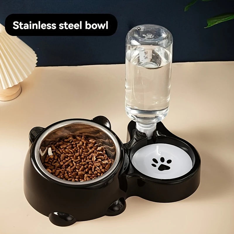 Automatic Pet Feeder & Water Dispenser – Slanted Mouth, No Battery Required