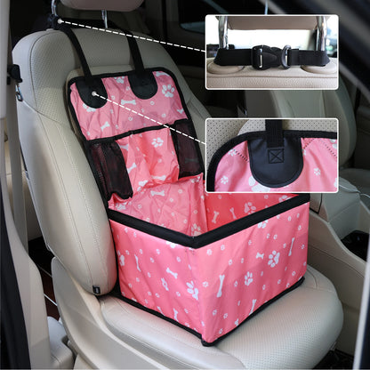 Dog Car Seat with Storage Pockets – Universal Pet Seat Cover, Non-Slip Travel Mat & Safety Bag