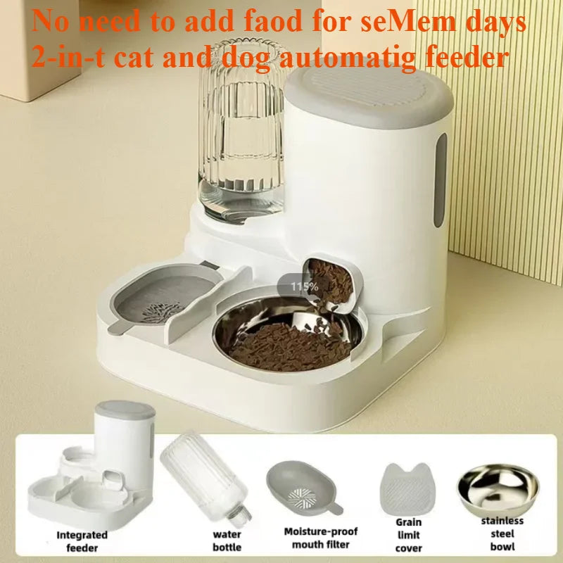 Automatic Cat & Dog Feeder – Integrated Food & Water Bowl for Pets